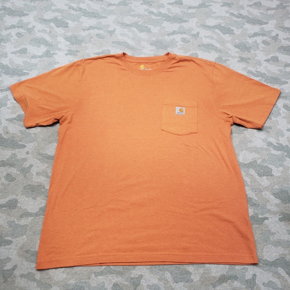 Carhartt Shirt Mens Large Orange Pocket Tee Short Sleeve‎ Workwear